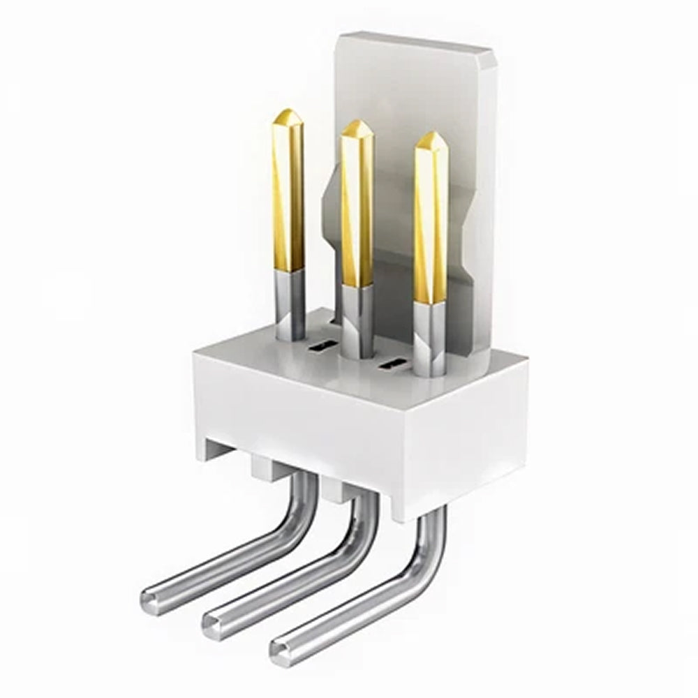 22-12-4032 Right Angle Through Hole Pin Header, 3 Gold plated contacts, 2.54 mm Pitch, 1 Row, Unshrouded