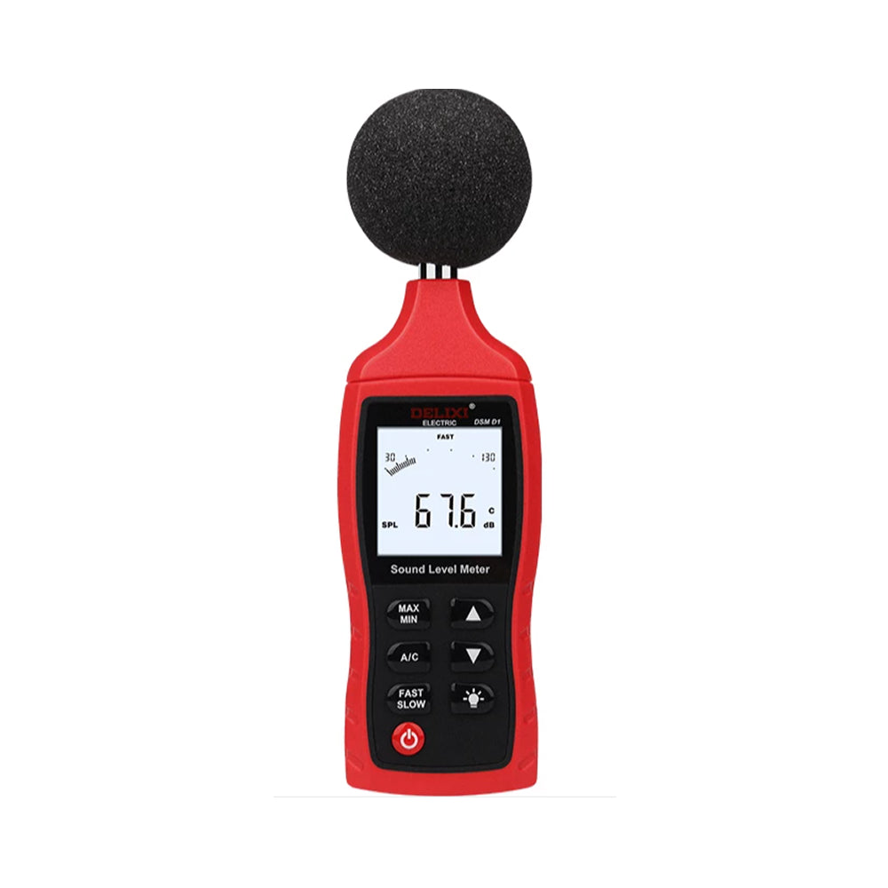 Sound Level Meter, LCD Display, 32 dB to 130 dB, 31.5 Hz to 8 kHz, 1 dB, 0.1 dB, 0 C, 40 C