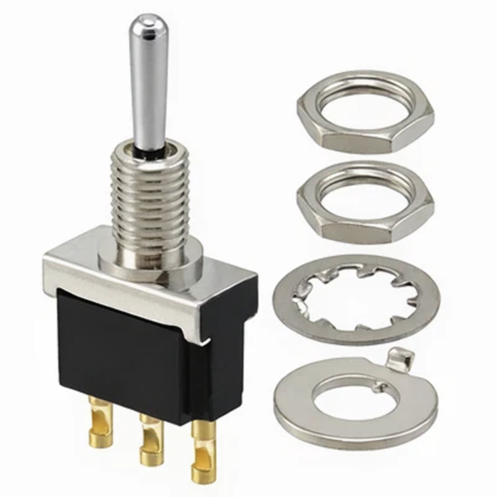 Toggle Switch, On-On, SPDT, Non Illuminated, 2M, Through Hole, 100 mA, 2.54mm pitch