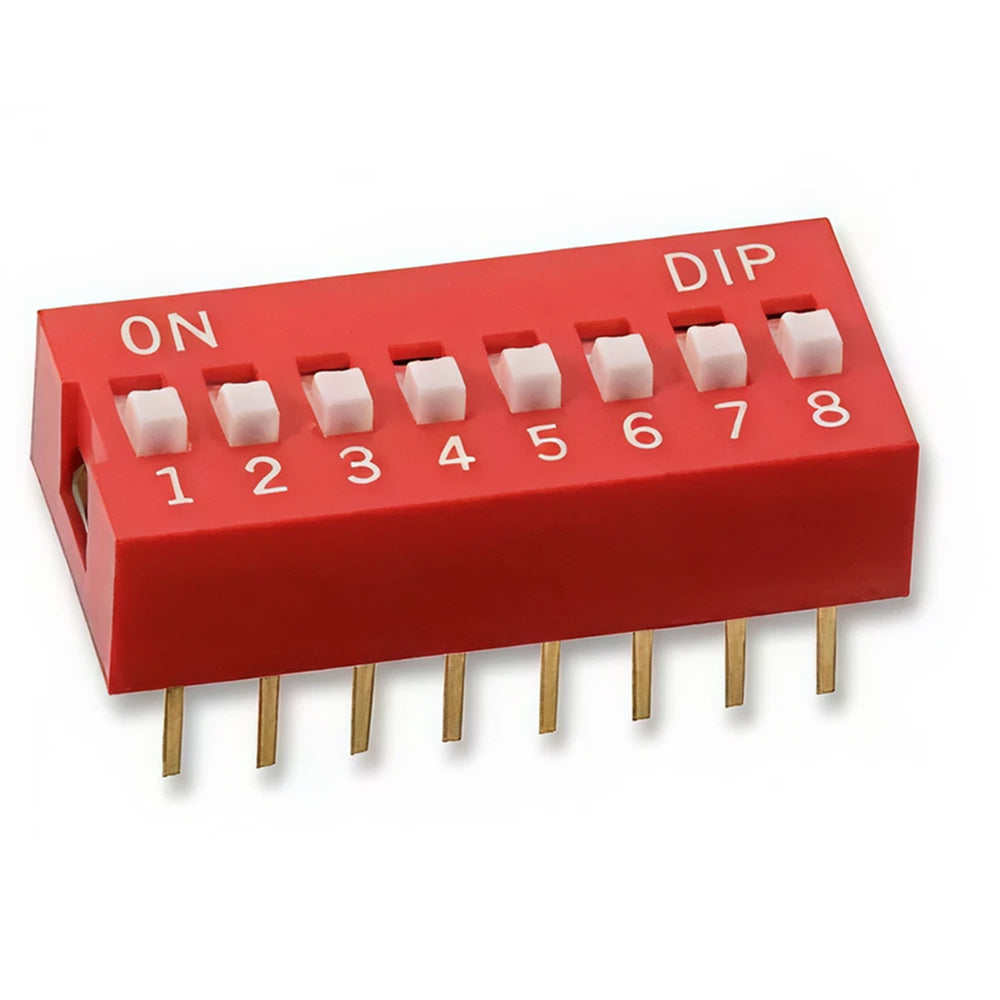 DIP Switch, 8 Way SPST, 25mA, 24VDC, Through hole
