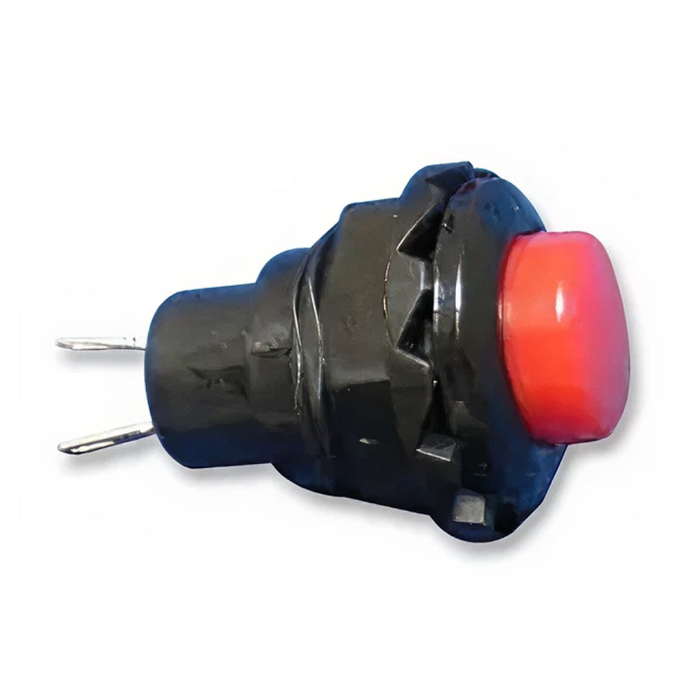 Push Button Switch, 3A, 125V, Panel Mount Cutout 12.7mm, SPST, Off-(On) Non Latching, Round, Red
